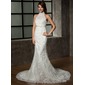 Sirene Coupe droite Bretelles autour du cou Traîne Chapelle Satin Tulle Robes de Mariée avec Dentelle (002011461) Sirene Coupe droite Bretelles autour du cou Traîne Chapelle Satin Tulle Robes de Mariée avec Dentelle (002011461)