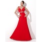 Ligne-A/Princesse Cœur Longeur au sol mousseline de soie Robe de Soirée avec Ondulé Brodé Pailleté (017004434)
