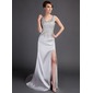Gaine Col rond Traine courte Satin plastique Robe de Bal de Promo avec Dentelle Perles (018015893) Gaine Col rond Traine courte Satin plastique Robe de Bal de Promo avec Dentelle Perles (018015893)