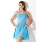 A-Line/Princess Sweetheart Knee-Length Chiffon Homecoming Dress With Ruffle Beading (022010605)