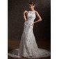 Sirene Col rond Traîne Chapelle Satin Dentelle Robe de Mariée avec Dentelle Perlé (002004770) Sirene Col rond Traîne Chapelle Satin Dentelle Robe de Mariée avec Dentelle Perlé (002004770)