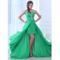A-Lijn/Prinses Sweetheart A-Symmetrisch Chiffon Avondjurken met Roes Kraal (017017379)