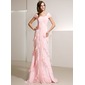 A-Lijn/Prinses Ronde Hals Korte Sleep Chiffon Avondjurk met Roes (017014216) A-Lijn/Prinses Ronde Hals Korte Sleep Chiffon Avondjurk met Roes (017014216)