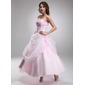 bal Cœur Longueur cheville Organza Robe de Quinceanera avec Ondulé Dentelle Brodé (021016895)