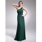 Nauwaansluitend Een-Schouder Vloerlengte Chiffon Avondjurk met Roes (017014567)