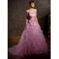 bal Cœur Traine longue Taffetas Tulle Robe de Mariée avec Ondulé Fleurs (002011428) bal Cœur Traine longue Taffetas Tulle Robe de Mariée avec Ondulé Fleurs (002011428)