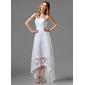 Ligne-A/Princesse Sans bretelles Assymetrique Satin Dentelle Robe de Mariée avec Perlé (002000226)