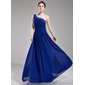 A-Lijn/Prinses Een-Schouder Vloerlengte Chiffon Avondjurken met Roes Kraal (017004376)