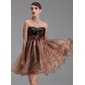 Empire Sweetheart Short/Mini Organza Charmeuse Sequined Cocktail Dress With Ruffle Beading Flower(s) (016008345)